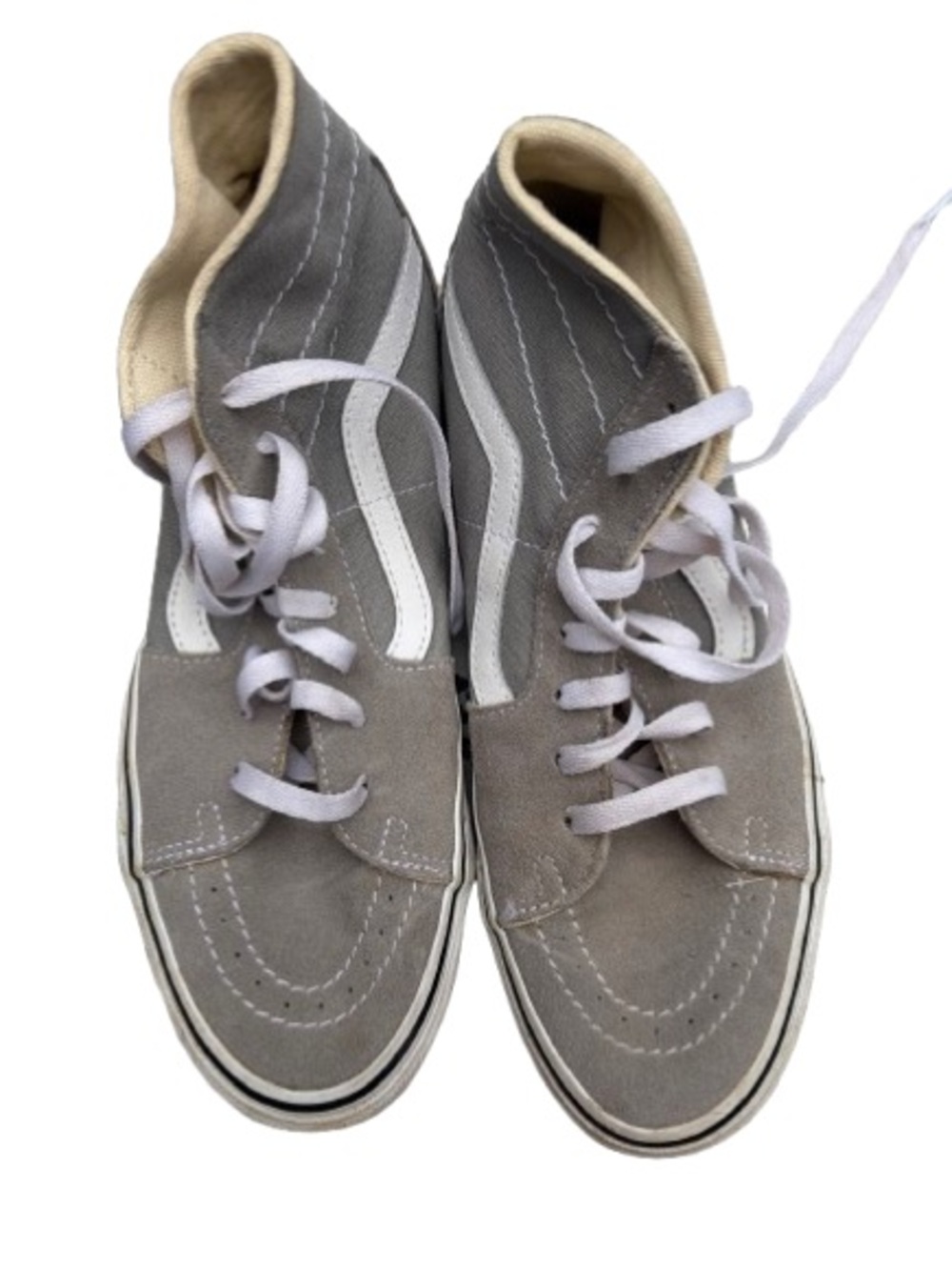High-Top Suede Skate Sneakers - Gray with White Stripe